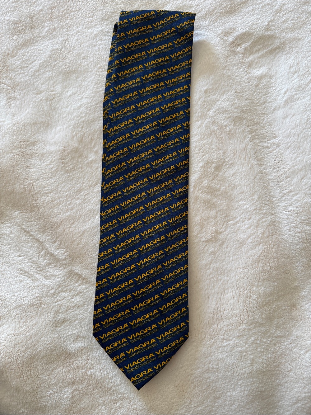 Branded Navy and Gold Men's Tie